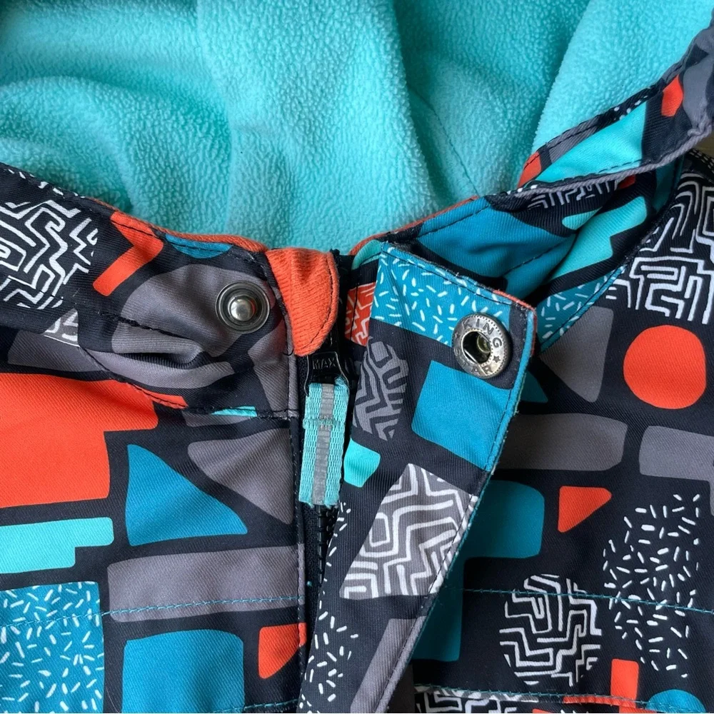 Cat & Jack Boys Hooded Coat Size 4T Turquoise Orange Black Winter Jacket